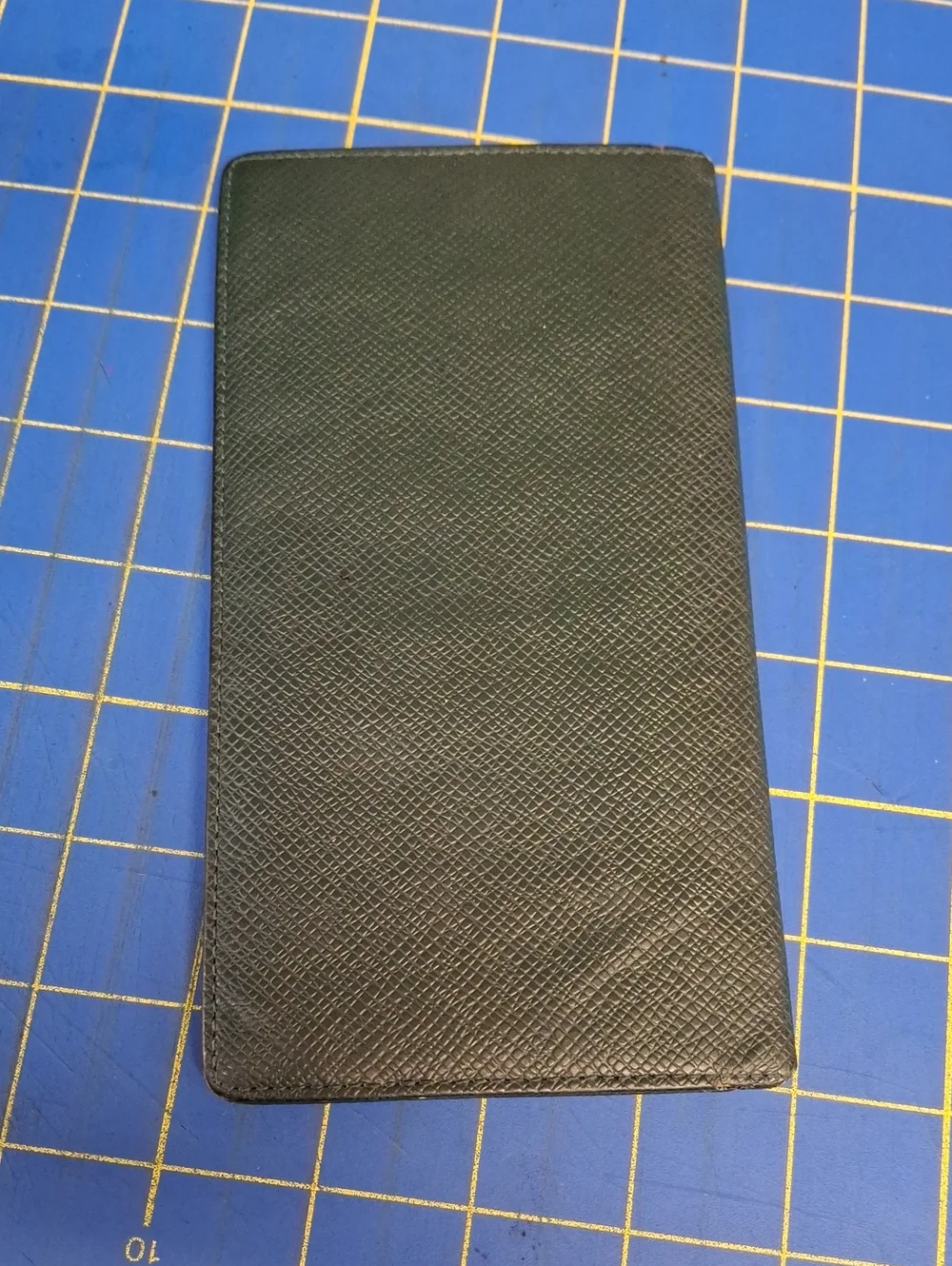 Louis Vuitton Dark Green Textured Leather Long Slim Wallet 7x5 Preloved
